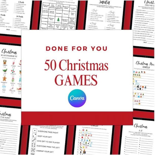 Christmas party games cover Christmas-Party-Office-Games-Canva-Template